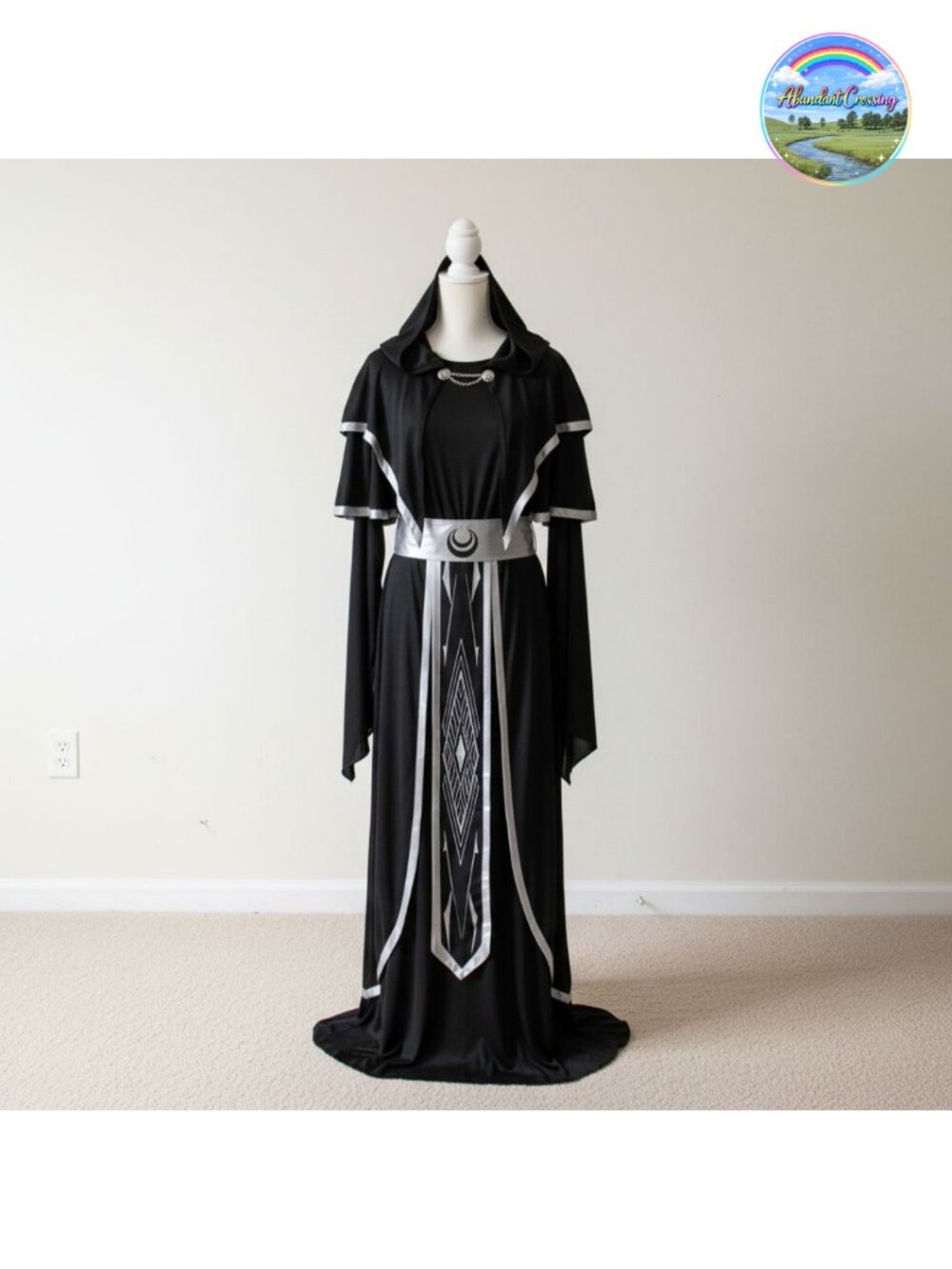 Men Sorcerer Wizard Hooded Robe Halloween Cosplay Costume Medieval